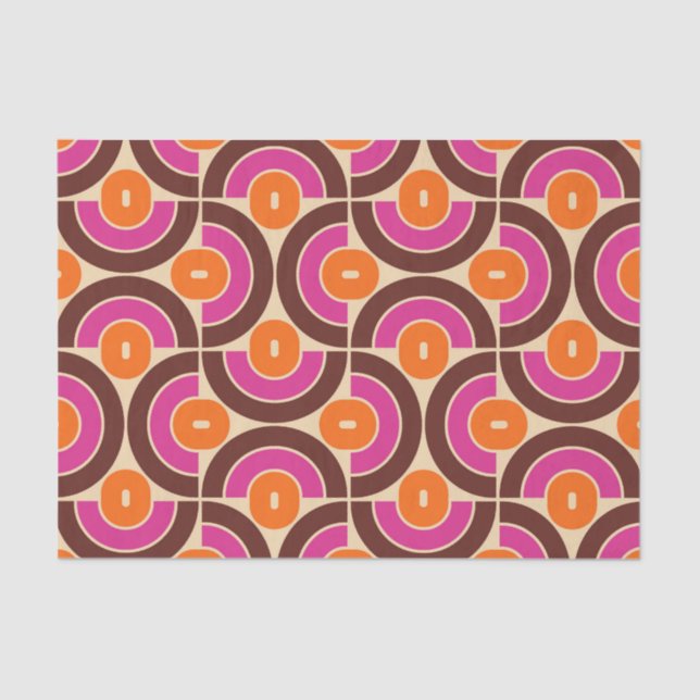 Papier Mousseline Motif géométrique moyen les années 70 rétro (Recto)