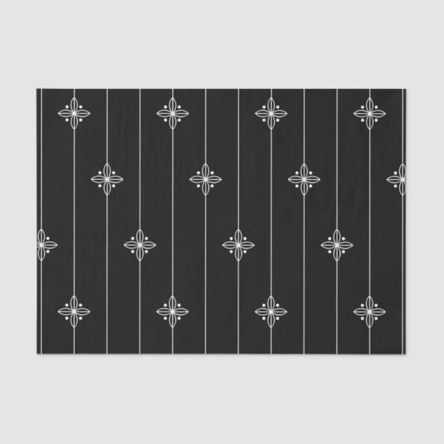 Papier Mousseline Motif géométrique noir blanc (Recto)