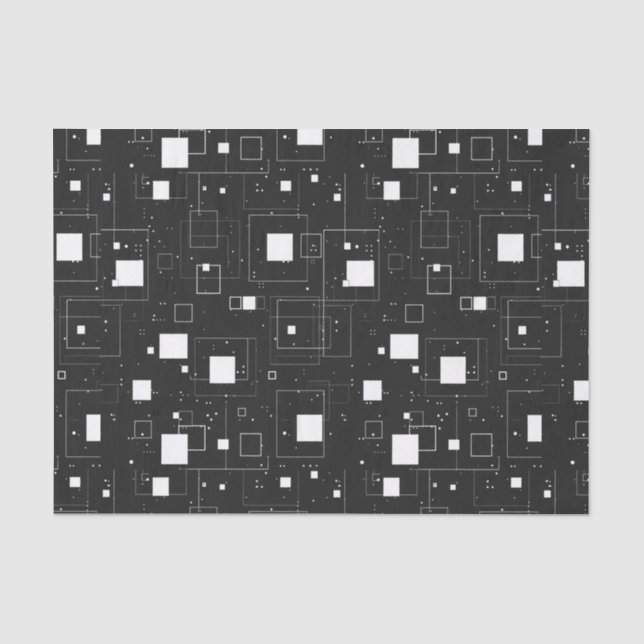 Papier Mousseline Motif géométrique noir et blanc (Recto)