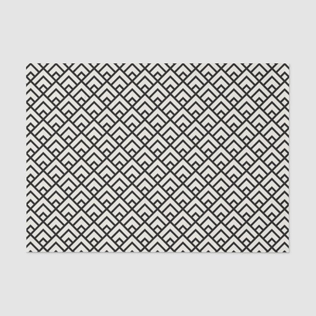 Papier Mousseline Motif géométrique noir et blanc (Recto)