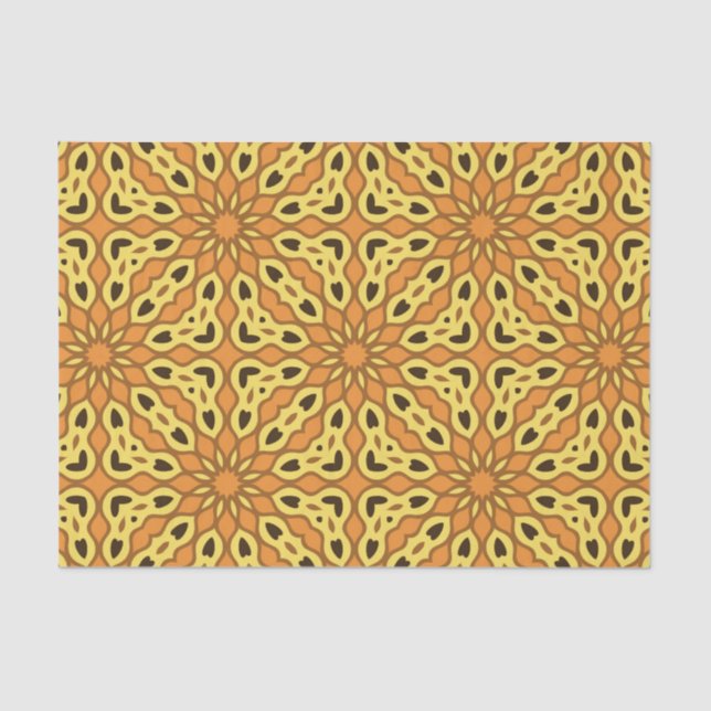 Papier Mousseline Motif géométrique orange et jaune (Recto)