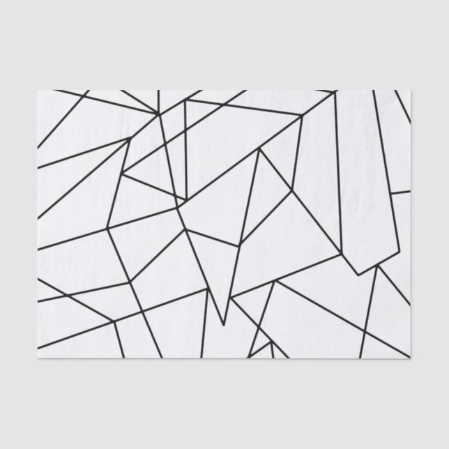 Papier Mousseline Motif géométrique simple moderne noir et blanc (Recto)