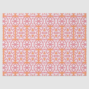 Papier Mousseline Motif géométrique tribal ethnique orange rose