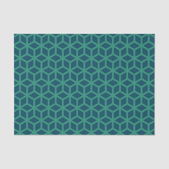 Papier Mousseline Motif géométrique Turquoise foncé élégant (Recto)