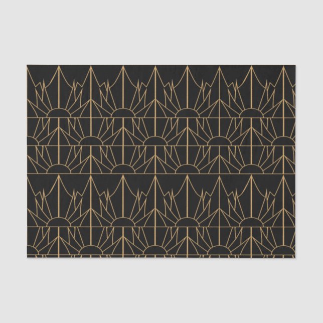 Papier Mousseline Motif Gold et Black Art Déco (Recto)