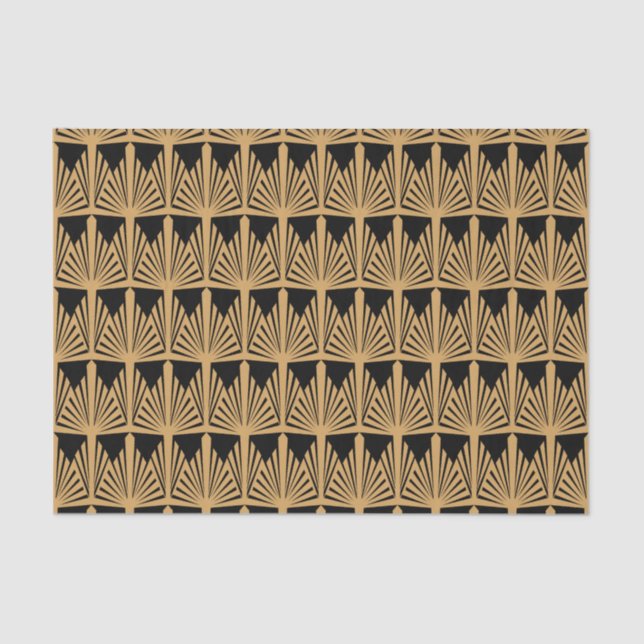 Papier Mousseline Motif Gold et Black Art Déco (Recto)