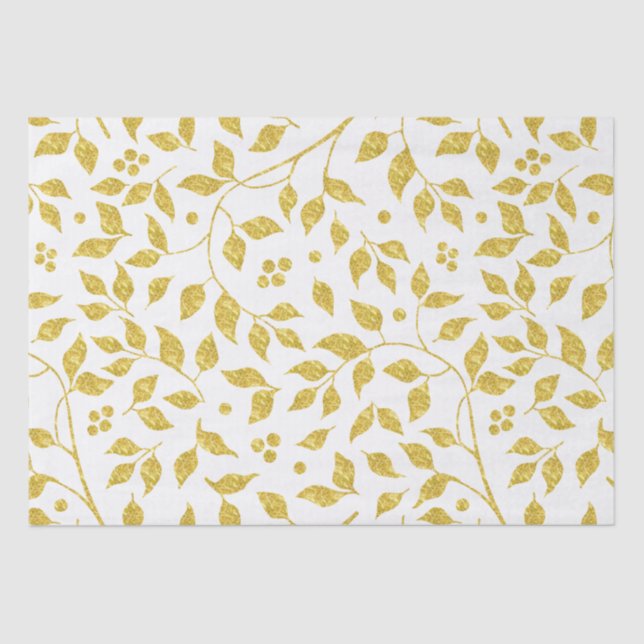 Papier Mousseline Motif Gold Leafs (Recto)