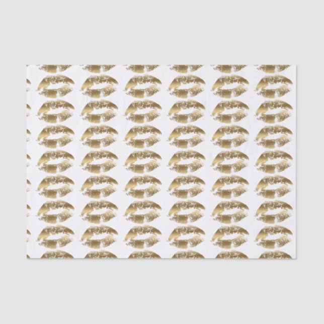 Papier Mousseline Motif Gold Lips (Recto)