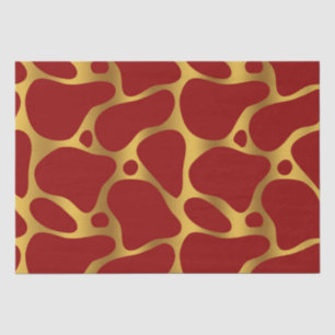 Papier Mousseline Motif Gold & Red Giraffe