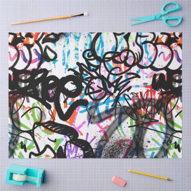 Papier Mousseline Motif Graffiti (Artisanat)