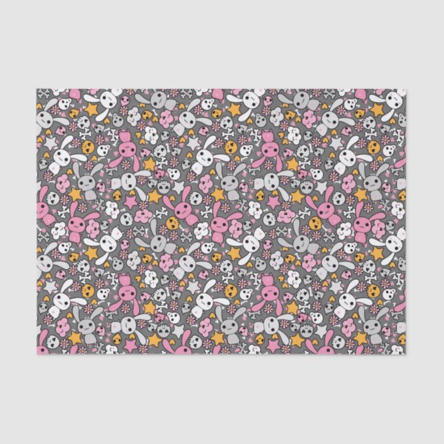 Papier Mousseline motif gris de kawaii (Recto)
