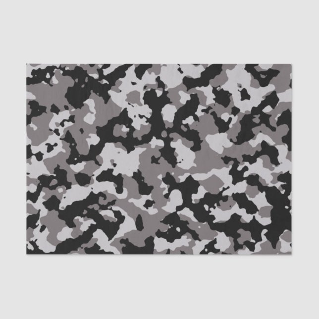 Papier Mousseline Motif gris militaire de camouflage (Recto)