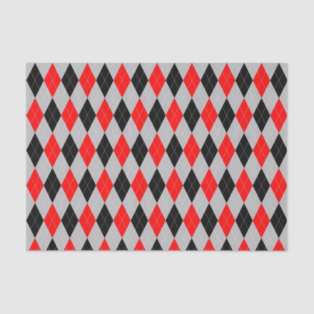 Papier Mousseline Motif gris, noir et rouge Papier de tissus (Recto)