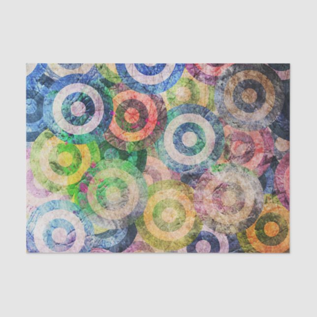 Papier Mousseline Motif grunge de cercles de couleur multi (Recto)