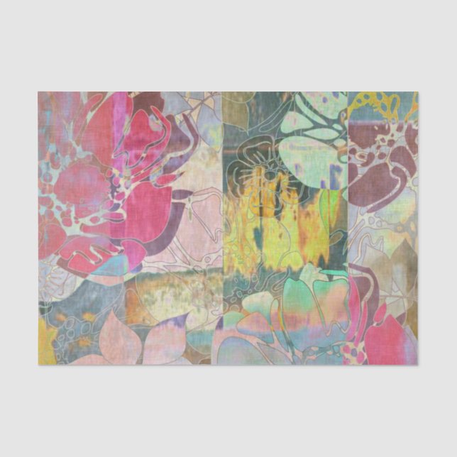 Papier Mousseline Motif grunge floral d'art (Recto)