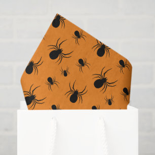 Papier Mousseline Motif Halloween araignées Noir et Orange