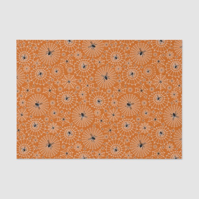 Papier Mousseline Motif Halloween | Araignées sur toiles d'araignées (Recto)