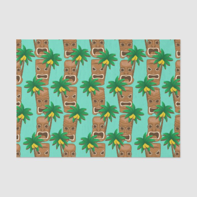 Papier Mousseline Motif hawaïen de répétition de Tiki (Recto)