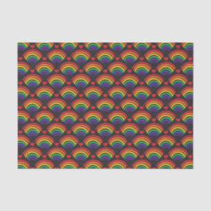 Papier Mousseline Motif Hearts & Rainbows