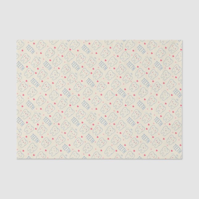 Papier Mousseline Motif heureux en pastel de dents (Recto)