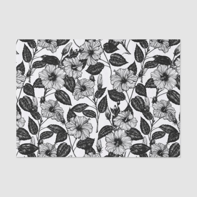 Papier Mousseline Motif Hibiscus (Recto)