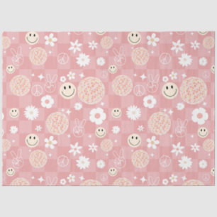 Papier Mousseline Motif hippie Super rose rétro À damiers