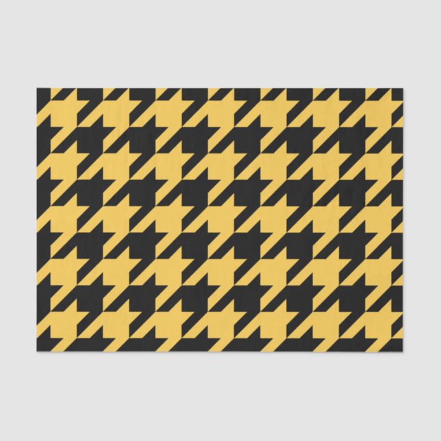 Papier Mousseline Motif Houndstooth noir et jaune (Recto)