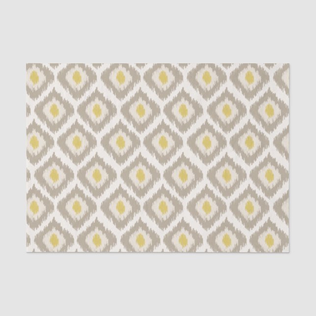 Papier Mousseline Motif Ikat Diamant Beige (Recto)