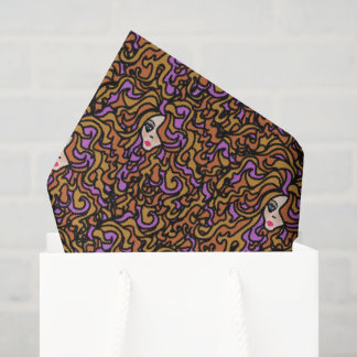 Papier Mousseline Motif illustré de cheveux de femme boho