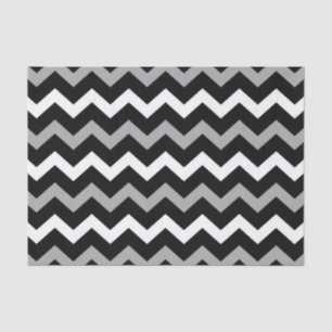 Papier Mousseline Motif imprimé chevron noir blanc et gris