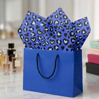 Papier Mousseline Motif imprimé chic léopard bleu animal de safari