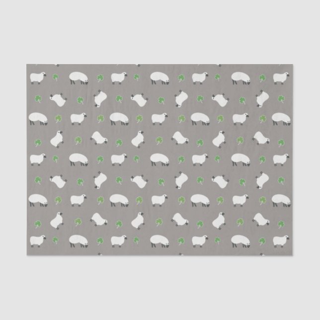 Papier Mousseline Motif irlandais de shamrock et de moutons (Recto)