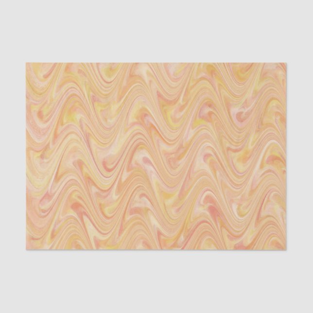 Papier Mousseline Motif jaune orange marbling (Recto)