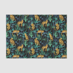 Papier Mousseline Motif jungle léopard Fond noir