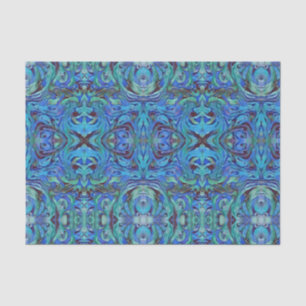 Papier Mousseline Motif Kaleidoscope en Blues Cool Turquoise et vert