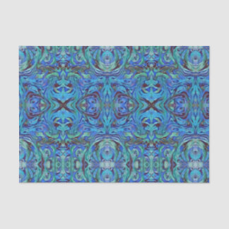 Papier Mousseline Motif Kaleidoscope en Blues Cool Turquoise et vert