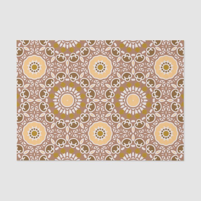 Papier Mousseline Motif kaléidoscopique ethnique de Bohême (Recto)