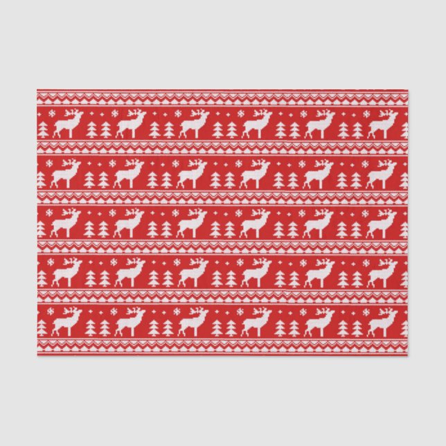 Papier Mousseline Motif laid blanc rouge de chandail de Noël (Recto)