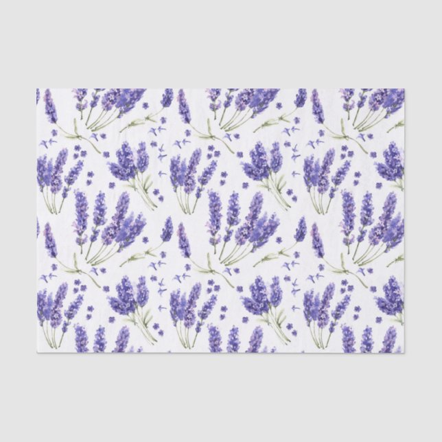 Papier Mousseline Motif Lavender Watercolor Flowers (Recto)
