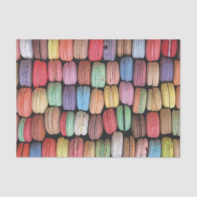 Papier Mousseline Motif Macaron français coloré (Recto)