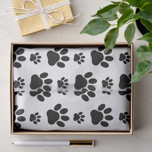 Papier Mousseline Motif mâle, pattes de chien, Empreintes de pattes, (Cadeau)