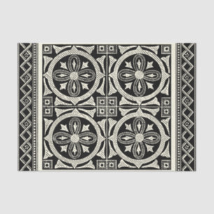 Papier Mousseline Motif Mandala noir et blanc par Vision Studio