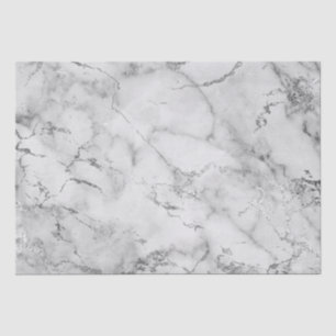 Papier Mousseline Motif Marbre Blanc et Argent Moderne
