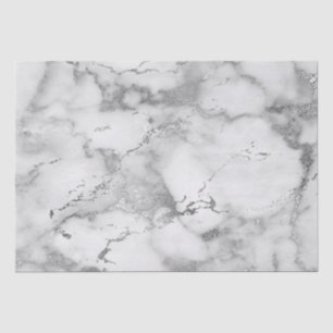 Papier Mousseline Motif Marbre Blanc et Argent Moderne