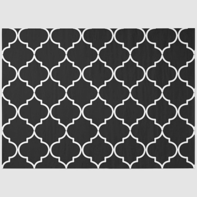 Papier Mousseline Motif marocain méditerranéen noir et blanc (Recto)