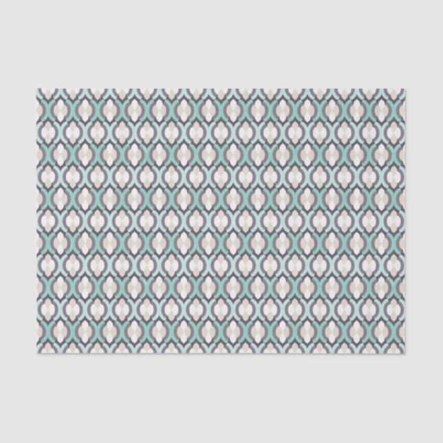 Papier Mousseline Motif marocain turquoise (Recto)