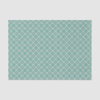 Papier Mousseline Motif marocain turquoise de trellis