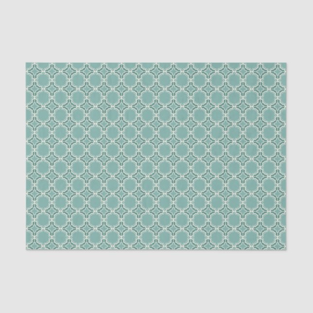 Papier Mousseline Motif marocain turquoise de trellis (Recto)