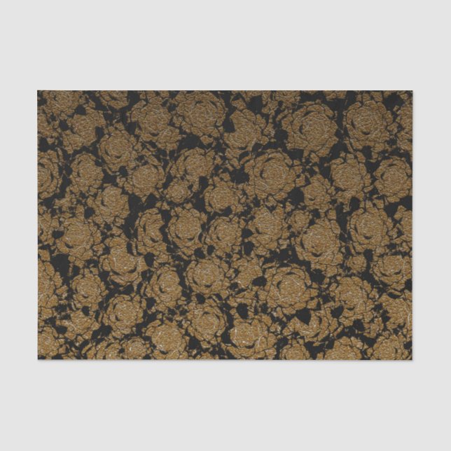 Papier Mousseline Motif métallique métallique sucrée noir or (Recto)