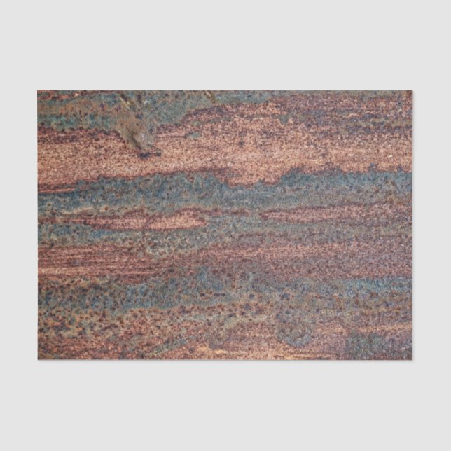 Papier Mousseline Motif métallique rouillé Brown et bleu (Recto)